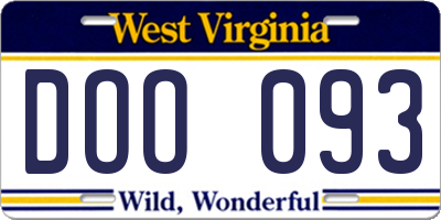 WV license plate DOO093