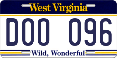 WV license plate DOO096