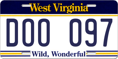 WV license plate DOO097