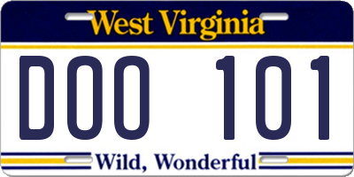 WV license plate DOO101