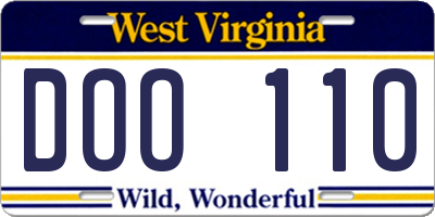 WV license plate DOO110