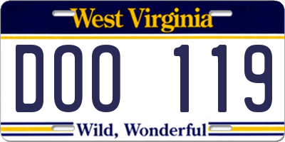 WV license plate DOO119