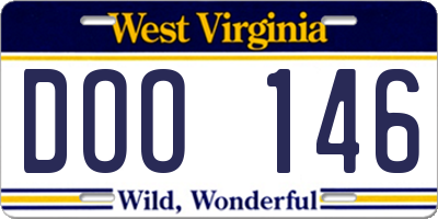 WV license plate DOO146