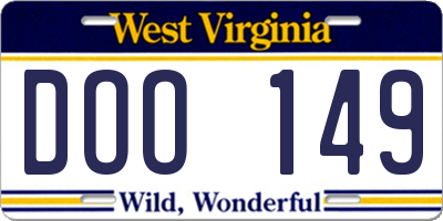 WV license plate DOO149