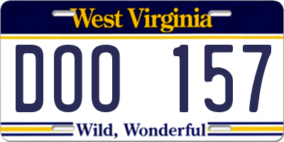 WV license plate DOO157