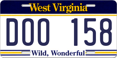 WV license plate DOO158