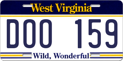 WV license plate DOO159