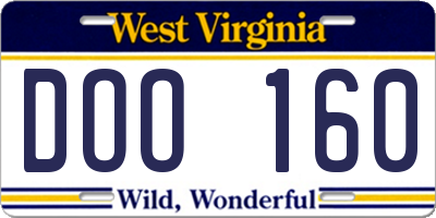 WV license plate DOO160