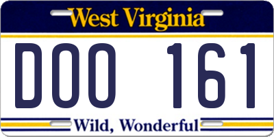 WV license plate DOO161