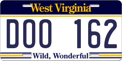 WV license plate DOO162
