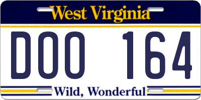 WV license plate DOO164