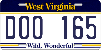 WV license plate DOO165