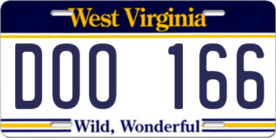 WV license plate DOO166
