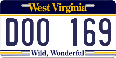 WV license plate DOO169