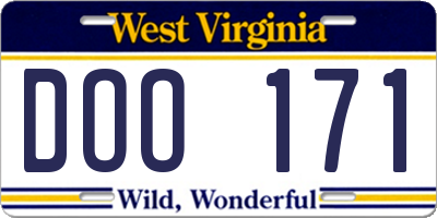 WV license plate DOO171