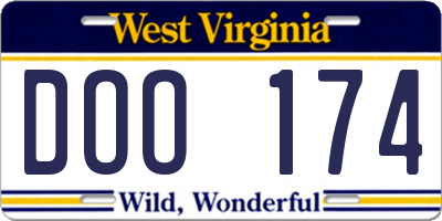 WV license plate DOO174