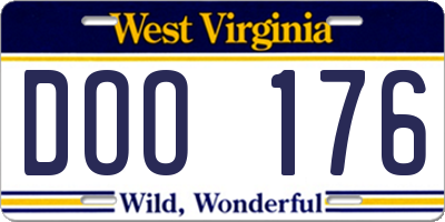WV license plate DOO176