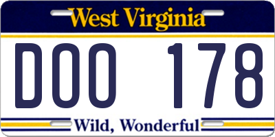 WV license plate DOO178