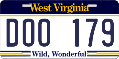 WV license plate DOO179