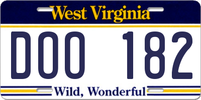 WV license plate DOO182