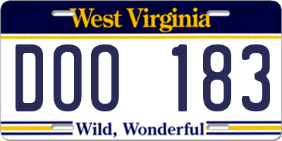 WV license plate DOO183