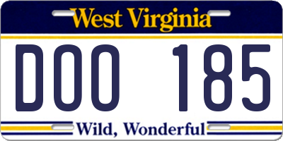 WV license plate DOO185