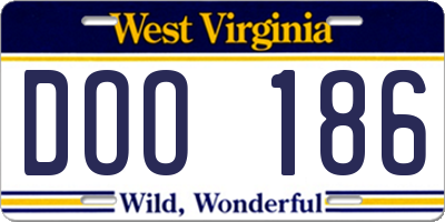 WV license plate DOO186