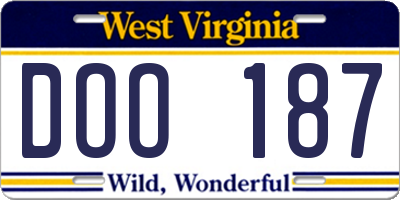 WV license plate DOO187