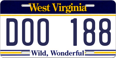 WV license plate DOO188