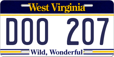 WV license plate DOO207