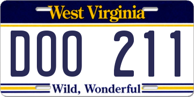 WV license plate DOO211