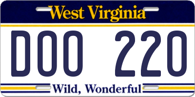 WV license plate DOO220