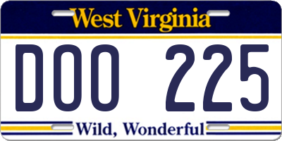 WV license plate DOO225