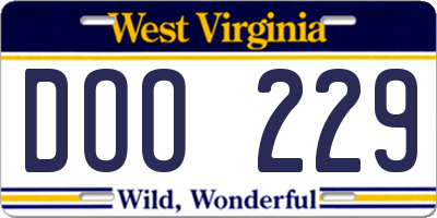 WV license plate DOO229