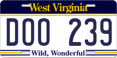 WV license plate DOO239
