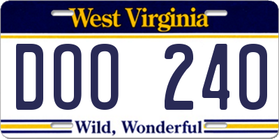 WV license plate DOO240