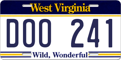 WV license plate DOO241