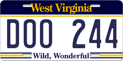 WV license plate DOO244