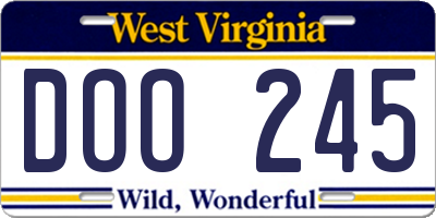 WV license plate DOO245