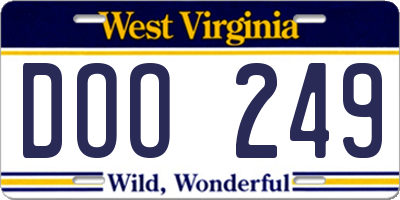 WV license plate DOO249