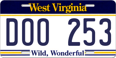 WV license plate DOO253