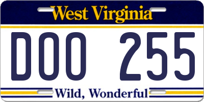 WV license plate DOO255