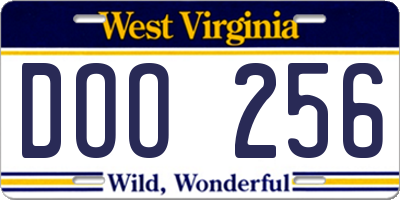 WV license plate DOO256