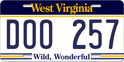 WV license plate DOO257
