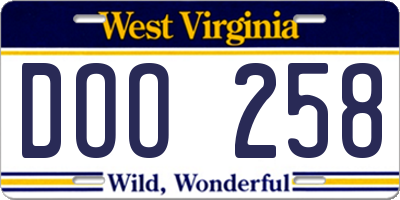 WV license plate DOO258