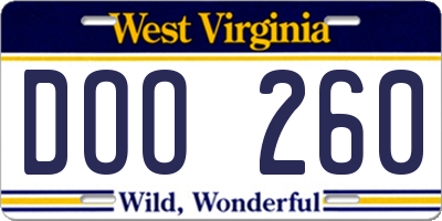 WV license plate DOO260