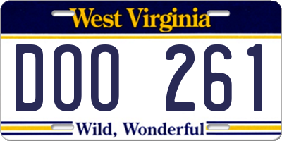 WV license plate DOO261