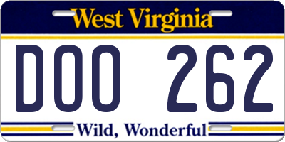 WV license plate DOO262