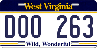 WV license plate DOO263