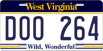 WV license plate DOO264